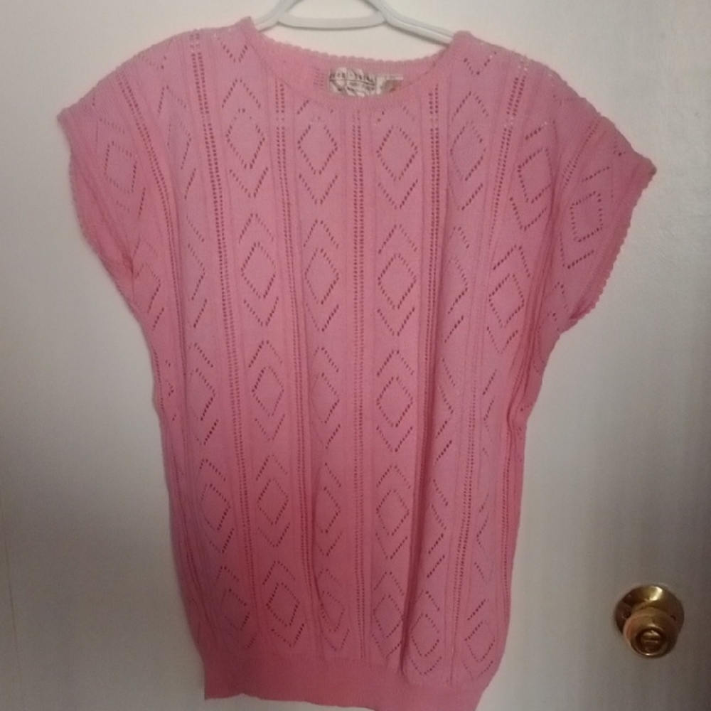 Vintage Pit To Pit 22.Avant-Garde Pink Knit Top
